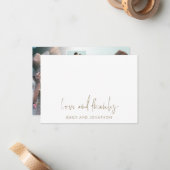 Gold Script Name 5 Photos Wedding Love Thanks ノートカード (正面/裏面インサイチュ)