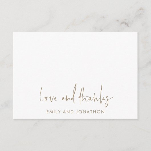 Gold Script Name 5 Photos Wedding Love Thanks ノートカード (正面)