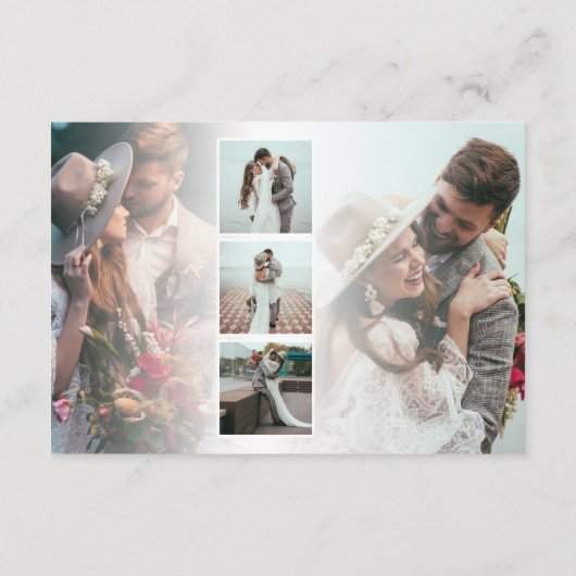 Gold Script Name 5 Photos Wedding Love Thanks ノートカード (裏面)