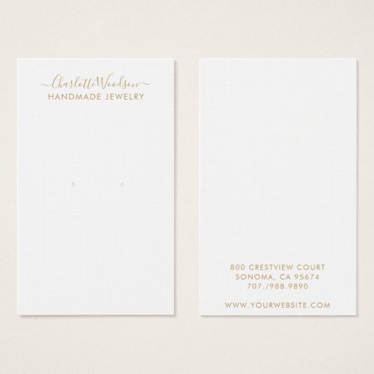 Gold Script Type Jewelry Earring Display Card (正面&裏面)