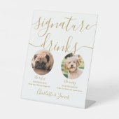 Gold Script Wedding Pet Dog Signature Drinks 台座サイン (正面)