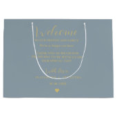Gold script wedding welcome bag hotel guest bags ラージペーパーバッグ (正面)