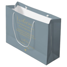 Gold script wedding welcome bag hotel guest bags  ラージペーパーバッグ