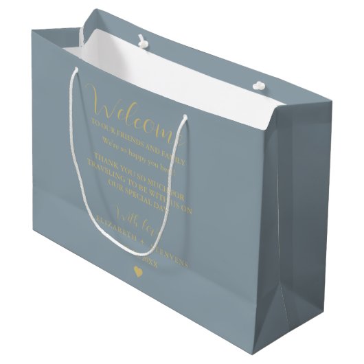 Gold script wedding welcome bag hotel guest bags ラージペーパーバッグ (正面アングル)