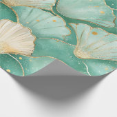 Gold Sea Shell Wave Pattern in Aqua Teal ラッピングペーパー (角)