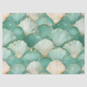 Gold Sea Shell Wave Pattern in Aqua Teal 薄葉紙 (正面)
