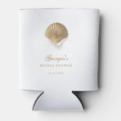Gold Seashell Custom Coastal Bridal Shower Favor 缶クーラー (正面)
