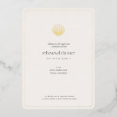 Gold Seashell Night Before Wedding Rehearsal 箔招待状 (正面)