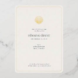 Gold Seashell Night Before Wedding Rehearsal 箔招待状