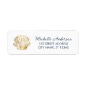 Gold Seashell Scallop Nautical Return Address      ラベル (正面)