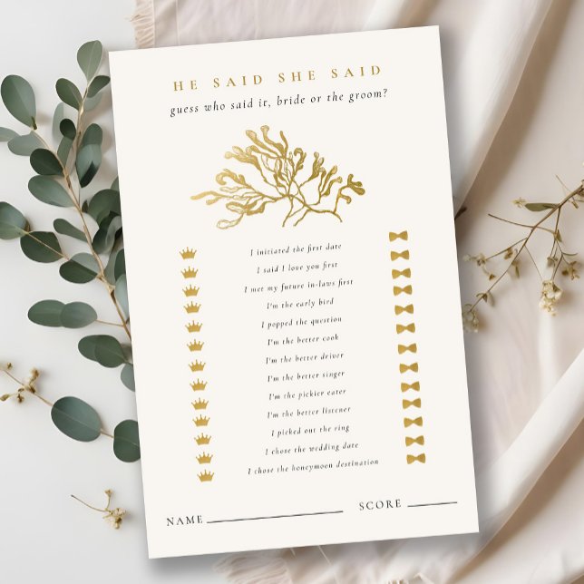 Gold Seaweed He Said She Said Bridal Shower Game (クリエイターアップロード済み)