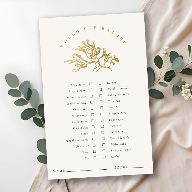 Gold Seaweed Would She Rather Bridal Shower Game (クリエイターアップロード済み)