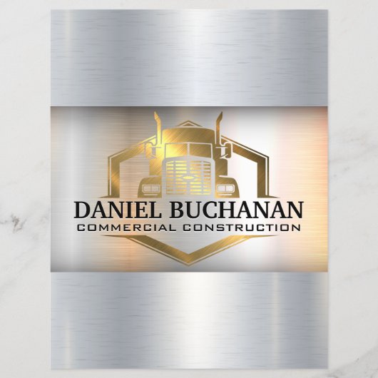 Gold Semi Truck Logo | Metallic Industrial  Busine チラシ (正面)