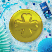 Gold Shamrock Coin Luxury for St. Patrick’s Day ペーパープレート (パーティー)