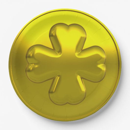 Gold Shamrock Coin Luxury for St. Patrick’s Day ペーパープレート (正面)