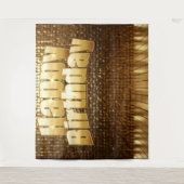 Gold Shimmer Birthday Backdrop Party Decoration タペストリー (正面)