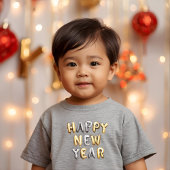 Gold Silver Balloon Letters Happy New Year ベビーボディスーツ