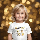 Gold Silver Balloon Letters Happy New Year ベビーボディスーツ