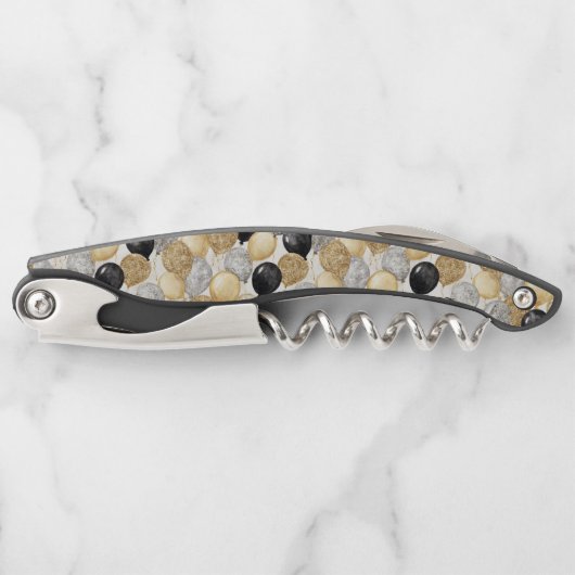 Gold Silver Black Balloons New Year Celebration ソムリエナイフ (正面)