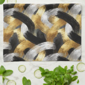 Gold Silver Black Christmas Celebration キッチンタオル (折り畳み)