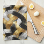 Gold Silver Black Christmas Celebration キッチンタオル (四つ折り)