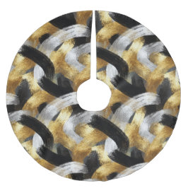 Gold Silver Black Christmas Celebration ブラッシュドポリエステルツリースカート