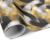 Gold Silver Black Christmas Celebration ラッピングペーパー (ロールコーナー)