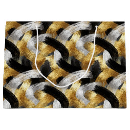 Gold Silver Black Christmas Celebration ラージペーパーバッグ