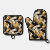 Gold Silver Black Christmas Celebration 鍋つかみ&鍋敷きセット (正面)