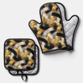 Gold Silver Black Christmas Celebration 鍋つかみ&鍋敷きセット (正面/裏面)