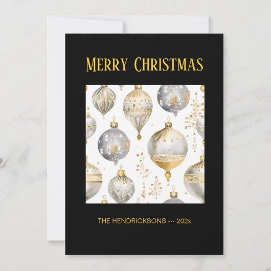 Gold Silver Black Ornaments Christmas Card シーズンカード (正面)