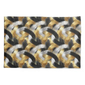 Gold Silver Chic Glam Glitzy Black Stripes 枕カバー (裏面-左)