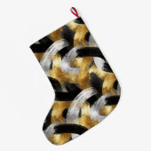 Gold Silver Christmas Black Celebration ラージクリスマスストッキング (裏面 (吊り時))
