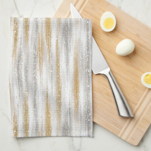 Gold Silver Christmas Celebration キッチンタオル (四つ折り)