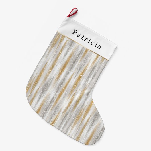 Gold Silver Christmas Celebration ラージクリスマスストッキング (正面 (吊り時))