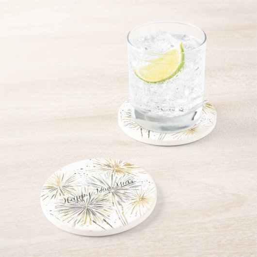 Gold Silver Fireworks New Year's Eve or Day コースター (側面)