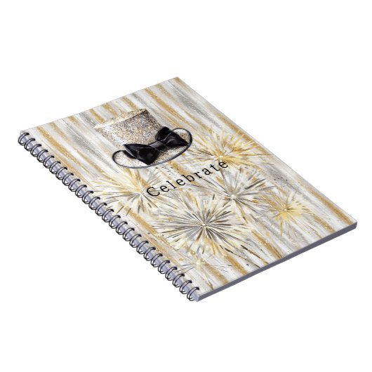 Gold Silver Hat New Year ノートブック (右側)