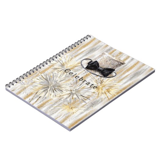 Gold Silver Hat New Year ノートブック (左側)