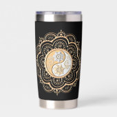 Gold & Silver Mandala water bottle 保温保冷タンブラー (背面)