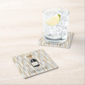 Gold Silver New Year's Eve Champagne Bottle スクエアペーパーコースター (インサイチュ)