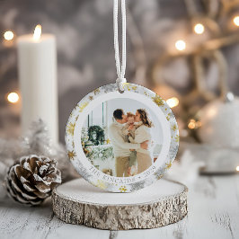 Gold & Silver Snowflake Family Photo Ornament セラミックオーナメント