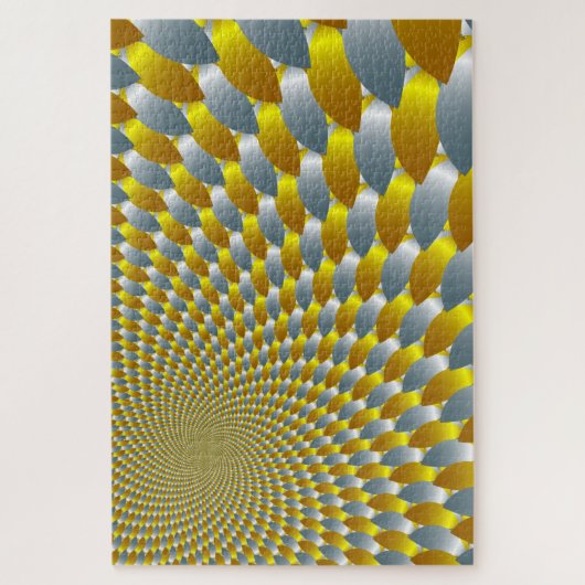 Gold & Silver Spiral Metallic Optical Illusion ジグソーパズル (縦)