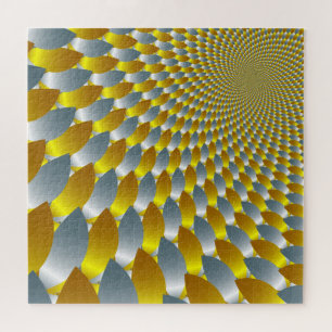 Gold Silver Spiral Metallic Optical Illusion 3-D ジグソーパズル