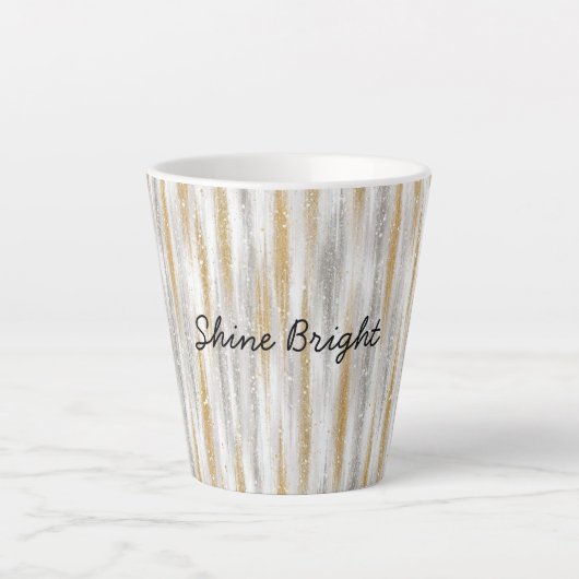 Gold Silver Stripes Christmas Celebration Birthday カフェラテマグ (正面)