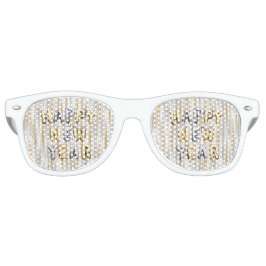 Gold Silver Stripes Happy New Year レトロサングラス