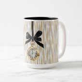 Gold Silver Stripes New Year's Eve Midnight ツートーンマグカップ (正面右)