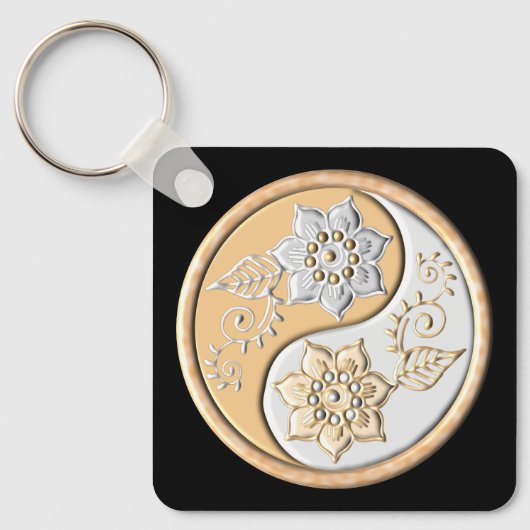 Gold & Silver Yin Yang  キーホルダー (正面)