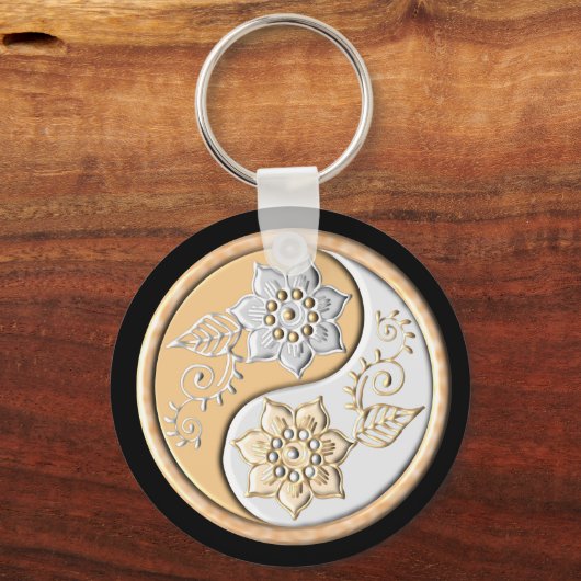 Gold & Silver Yin Yang  キーホルダー (正面)