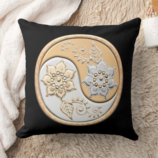 Gold & Silver Yin Yang  クッション (ブランケット)