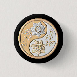 Gold & Silver Yin Yang  缶バッジ